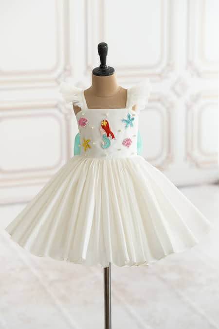 Ruchika lath label Off White Taffeta- Lining Butter Crepe Embroidery Mermaid- Beads- Patch Dress 