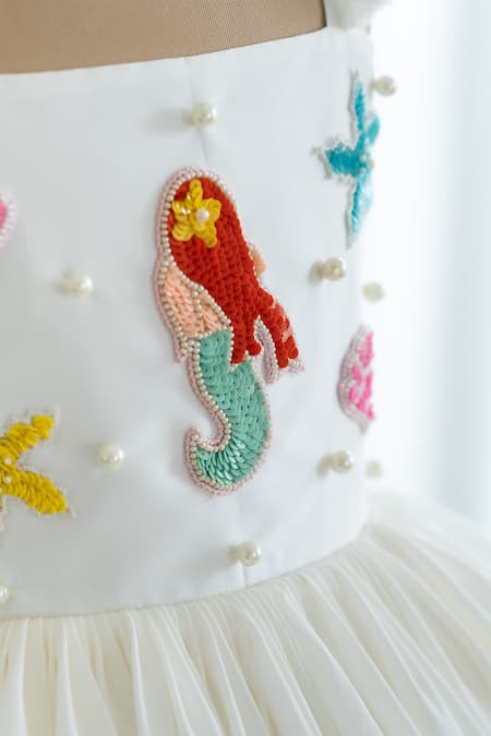 Buy Ruchika Lath Label Off White Taffeta, Crepe Beads, Sequins Mermaid Patch Embroidered Dress Online at Aza Fashions Buy_Ruchika Lath Label_Off White Taffeta, Crepe Beads, Sequins Mermaid Patch Embroidered Dress _Online_at_Aza_Fashions