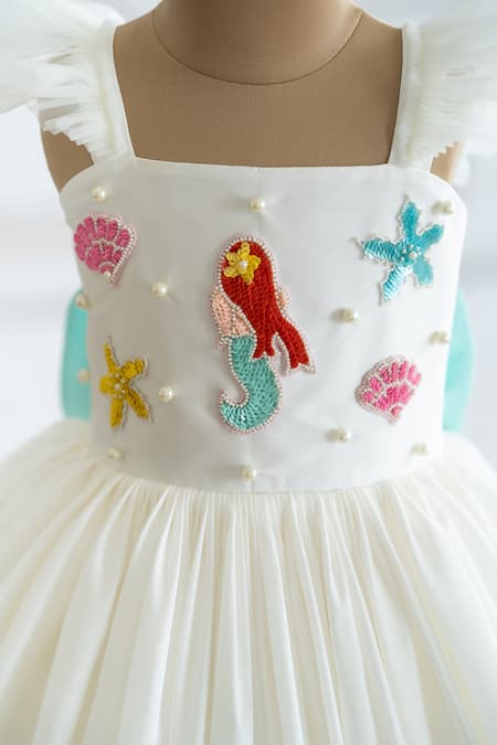 Ruchika Lath Label Off White Taffeta, Crepe Beads, Sequins Mermaid Patch Embroidered Dress at Aza Fashions Ruchika Lath Label_Off White Taffeta, Crepe Beads, Sequins Mermaid Patch Embroidered Dress _at_Aza_Fashions