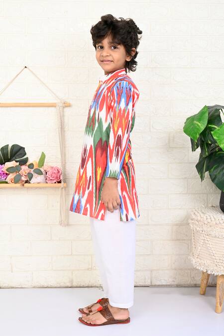 Buy THE COTTON STAPLE Multi Color Cotton Alpine Ikat Print Kurta And Pant Set Online at Aza Fashions Buy_THE COTTON STAPLE_Multi Color Cotton Alpine Ikat Print Kurta And Pant Set _Online_at_Aza_Fashions
