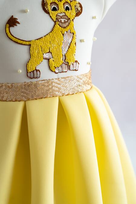 Ruchika Lath Label Off White Neoprene Sequins, Pearls Simba Embroidered Dress Online at Aza Fashions Ruchika Lath Label_Off White Neoprene Sequins, Pearls Simba Embroidered Dress _Online_at_Aza_Fashions