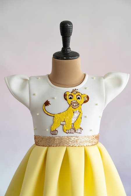 Shop Ruchika Lath Label Off White Neoprene Sequins, Pearls Simba Embroidered Dress Online at Aza Fashions Shop_Ruchika Lath Label_Off White Neoprene Sequins, Pearls Simba Embroidered Dress _Online_at_Aza_Fashions