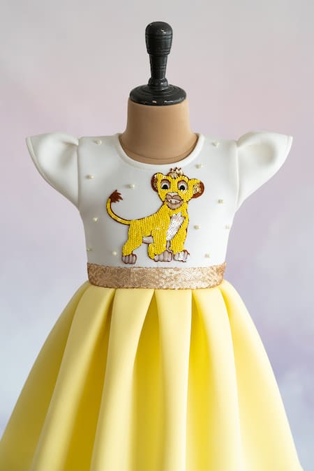 Ruchika Lath Label Off White Neoprene Sequins, Pearls Simba Embroidered Dress at Aza Fashions Ruchika Lath Label_Off White Neoprene Sequins, Pearls Simba Embroidered Dress _at_Aza_Fashions