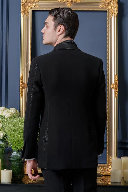 Amrit Dawani Opulent Cutpipe Detailed Tuxedo Pant Set 