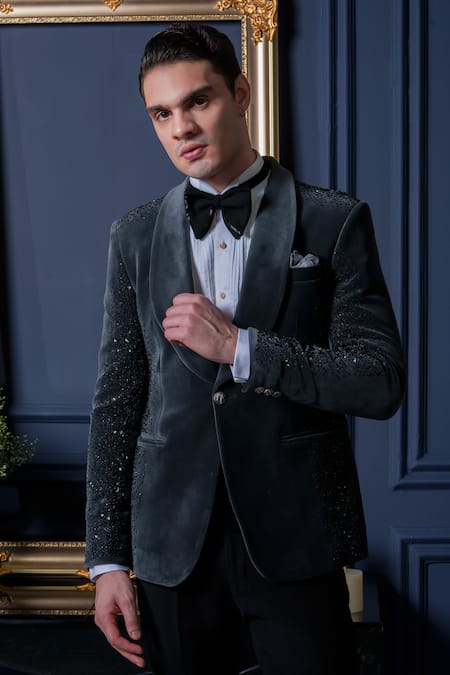 Amrit Dawani Radiance Sequin Detailed Tuxedo Pant Set 