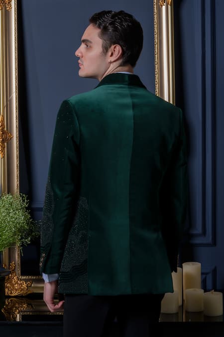 Amrit Dawani Green Bead Detailed Tuxedo Set 