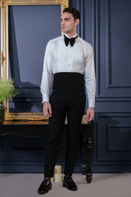 Shop_Amrit Dawani_Blue Velvet, Cotton, Polyester Stones Studded Tuxedo Pant Set _Online_at_Aza_Fashions