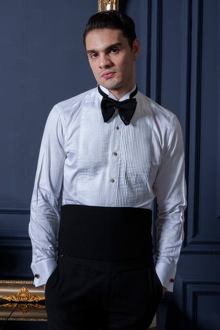 Buy_Amrit Dawani_Blue Velvet, Cotton, Polyester Beads, Majestic Unicorn Detailed Tuxedo Pant Set _Online_at_Aza_Fashions