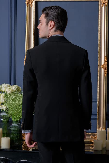 Amrit Dawani Japanese Peak Notch Double Breasted Tuxedo Pant Set 