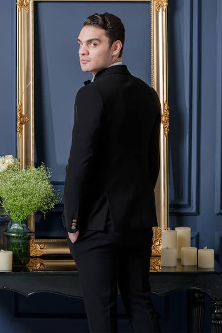 Amrit Dawani Japanese Cutpipe Detailed Tuxedo Pant Set 