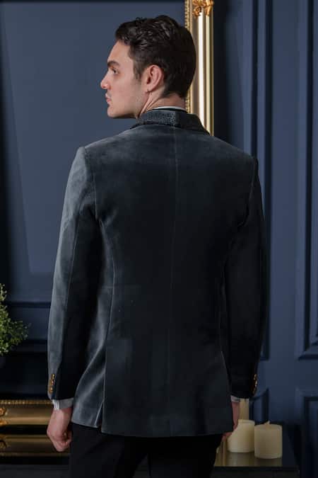 Amrit Dawani Embroidered Shawl Collar Tuxedo Pant Set 