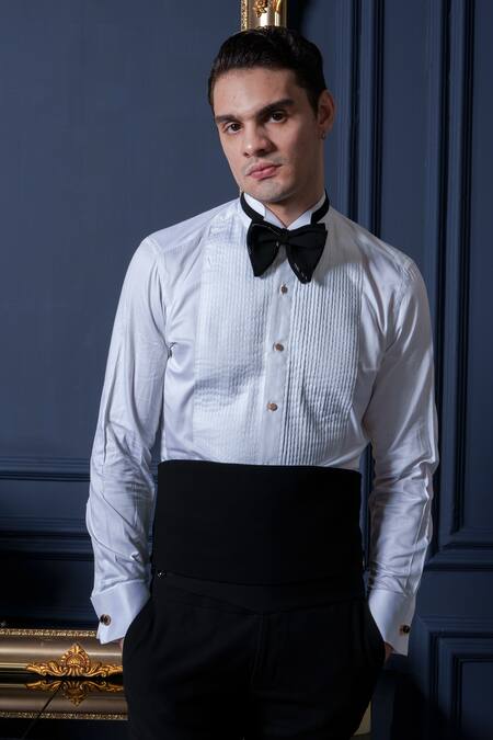 Buy_Amrit Dawani_Gray Velvet, Polyester, Cotton Embroidery, Cut Cutpipe Grey Tuxedo Pant Set _Online_at_Aza_Fashions