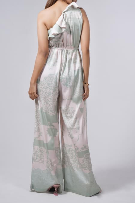 Pankaj & Nidhi Cypress Floral Print One Shoulder Jumpsuit 