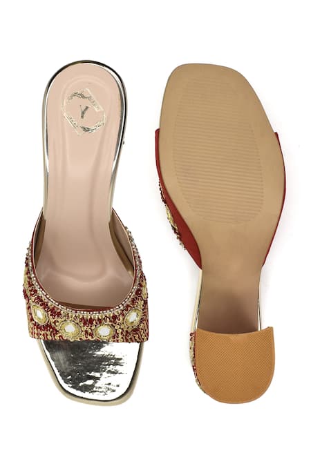 Yassio Begum Sequin & Mirror Embroidered Heels 
