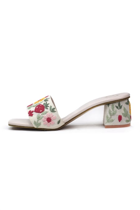 Yassio_Multi Color Embroidery Elan Floral Heels _Online_at_Aza_Fashions