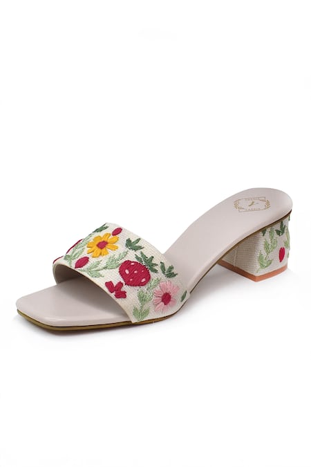 Shop_Yassio_Multi Color Embroidery Elan Floral Heels _Online_at_Aza_Fashions