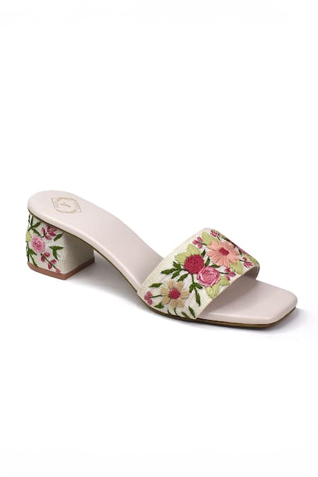 Buy_Yassio_Multi Color Embroidery Nour Heels _Online_at_Aza_Fashions