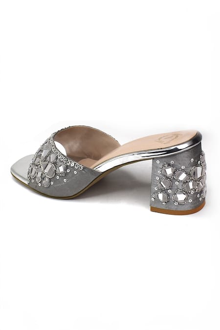Buy Yassio Silver Zari, Mirrors Saeba Embroidered Heels Online at Aza Fashions Buy_Yassio_Silver Zari, Mirrors Saeba Embroidered Heels _Online_at_Aza_Fashions