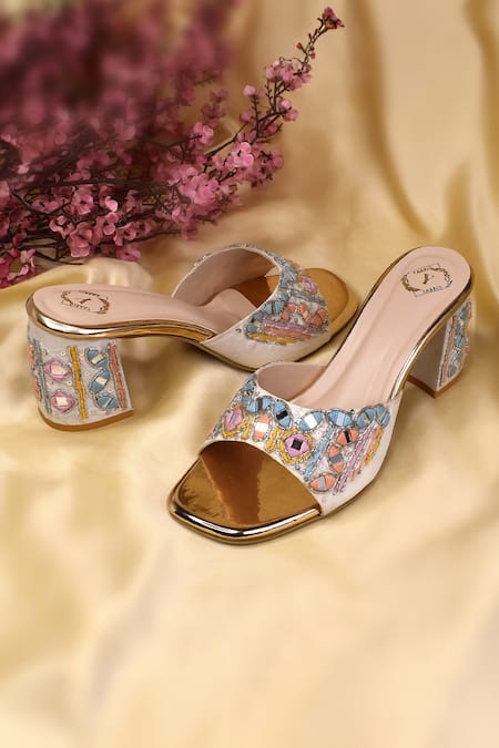 Yassio Tara Mirror Embroidered Heels 