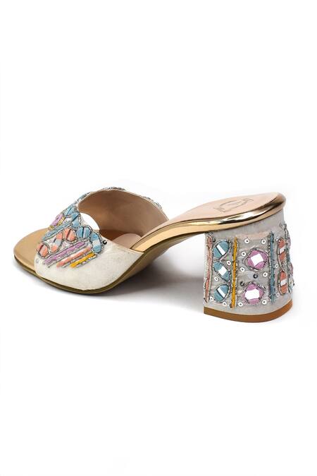 Shop_Yassio_Multi Color Mirrors, Embroidery Tara Heels _Online_at_Aza_Fashions