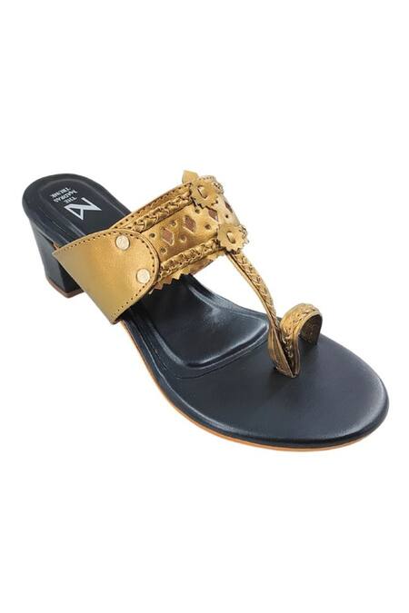 The Madras Trunk Black Colorblock Braided Strap Kolhapuri Block Heels Online at Aza Fashions The Madras Trunk_Black Colorblock Braided Strap Kolhapuri Block Heels _Online_at_Aza_Fashions