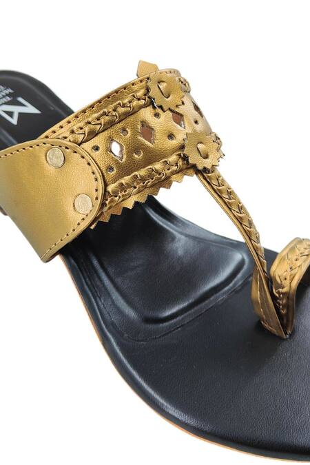 Buy The Madras Trunk Black Colorblock Braided Strap Kolhapuri Block Heels Online at Aza Fashions Buy_The Madras Trunk_Black Colorblock Braided Strap Kolhapuri Block Heels _Online_at_Aza_Fashions