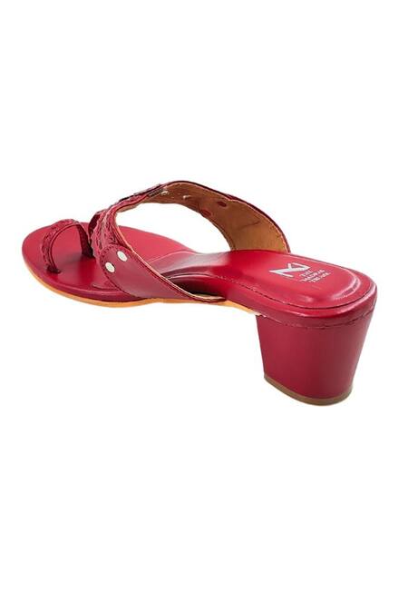 The Madras Trunk Maroon Cutwork Strap Kolhapuri Heels at Aza Fashions The Madras Trunk_Maroon Cutwork Strap Kolhapuri Heels _at_Aza_Fashions