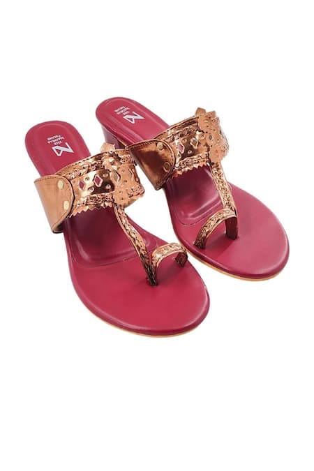 The Madras Trunk Colorblock Braided Strap Kolhapuri Heels 