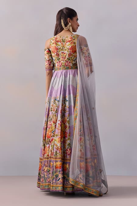 Kalista Zareen Gullista Print & Embellished Anarkali With Dupatta 