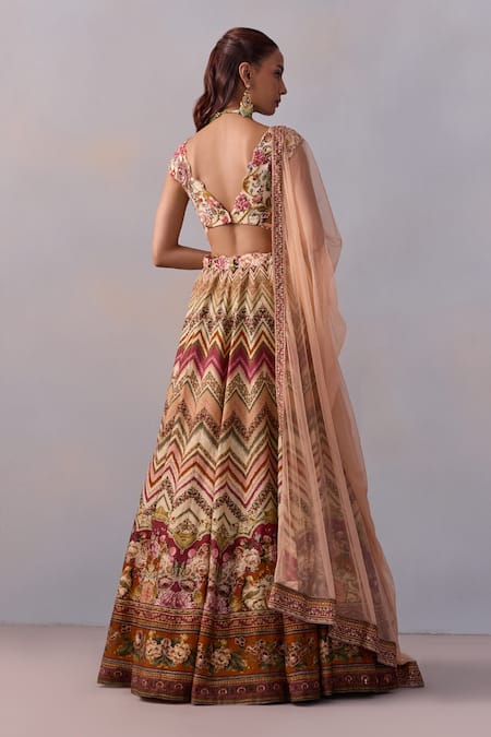 Kalista Pavika Gulaab Chevron Print & Embellished Lehenga Set 