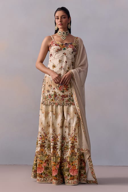 Kalista Rabia Mughal Bagh Print Kurta Sharara Set 