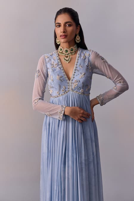 Buy Kalista Blue Viscose, Georgette, Chiffon Sequins, Rehmat Bodice Anarkali With Dupatta Online at Aza Fashions Buy_Kalista_Blue Viscose, Georgette, Chiffon Sequins, Rehmat Bodice Anarkali With Dupatta _Online_at_Aza_Fashions
