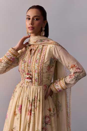 Buy Kalista Off White Viscose, Georgette Ayesha Floral Blossom Print Anarkali Sharara Set Online at Aza Fashions Buy_Kalista_Off White Viscose, Georgette Ayesha Floral Blossom Print Anarkali Sharara Set _Online_at_Aza_Fashions
