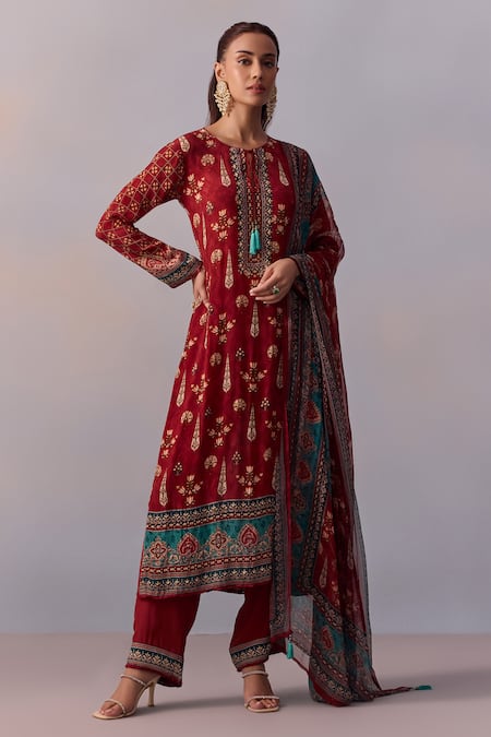 Kalista Reham Mughal Blossom Print Kurta Pant Set 