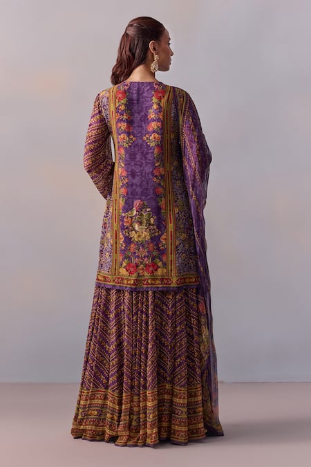 Kalista Asma Floral Bird Print Kurta Sharara Set