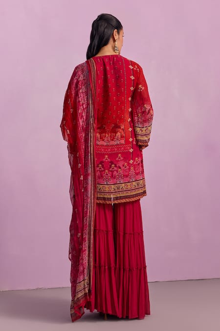 Kalista Afreen Mughal Floral Print Kurta Sharara Set