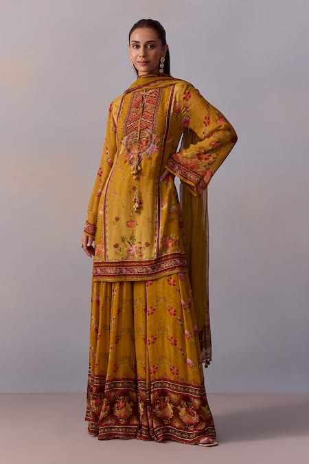 Kalista Anaisha Floral Garden Print Kurta Sharara Set 