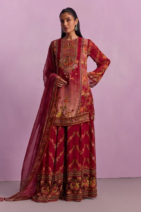 Kalista Anaisha Garden Print Kurta Sharara Set 