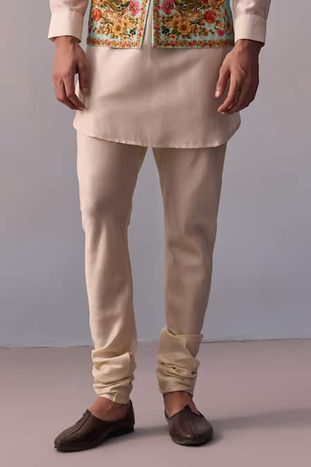 Buy Kalista Blue Viscose, Silk, Chanderi Embroidery Vintage Floral Bundi Kurta Set Buy_Kalista_Blue Viscose, Silk, Chanderi Embroidery Vintage Floral Bundi Kurta Set