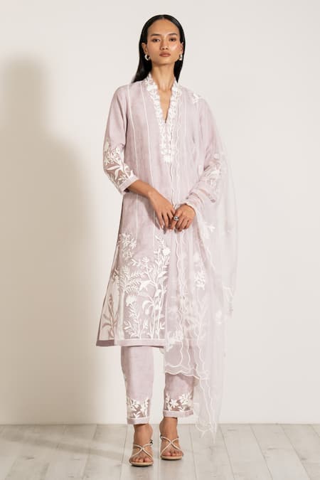 RANNA GILL Sarina Floral Applique Work Tunic Pant Set 