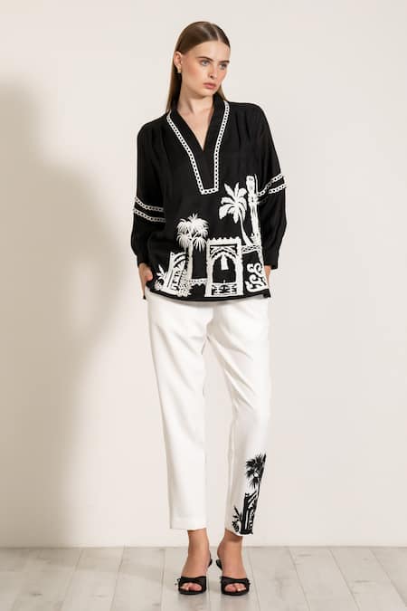 RANNA GILL Demelza Windows Of The World Print Top & Pant Set 