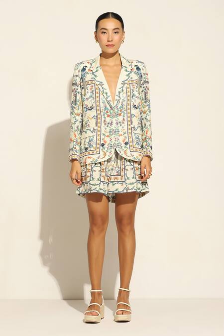 RANNA GILL_Multi Color Linen Halia Jay Print Jacket_Online_at_Aza_Fashions