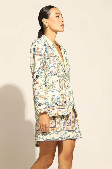 Buy_RANNA GILL_Multi Color Linen Halia Jay Print Jacket_Online_at_Aza_Fashions