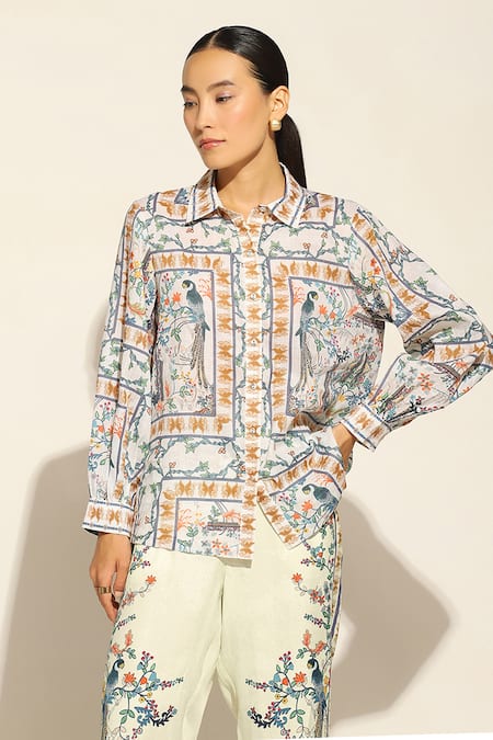 RANNA GILL Celina Jay Bird Print Shirt 