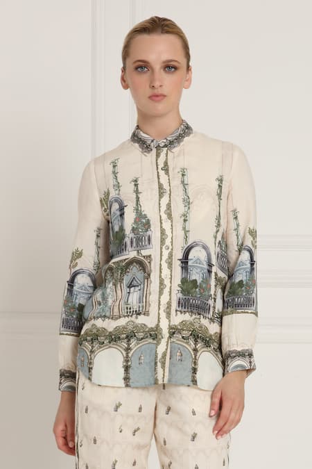 RANNA GILL Azzura Windows Of The World Print Shirt 