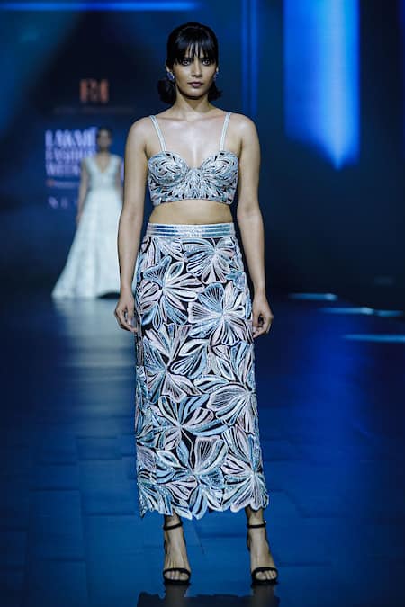 Ritika Mirchandani Nebula Orion Bloom Embellished Corset Bustier With Skirt 