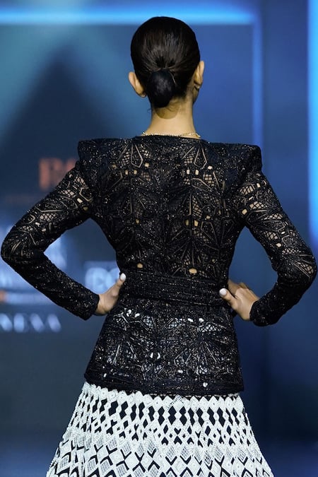 Ritika Mirchandani Harmony Damaskia Embellished Blazer Lehenga Set 