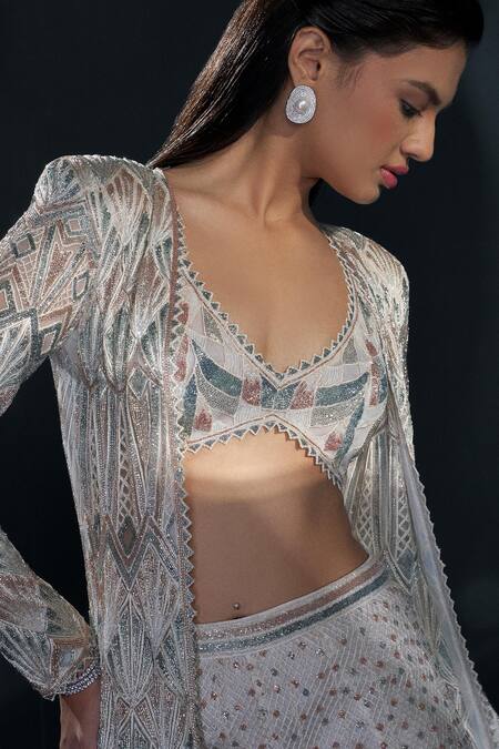 Buy Ritika Mirchandani Ivory Crepe Embroidered Crystal Sweetheart Althea Jacket Sharara Set Online at Aza Fashions Buy_Ritika Mirchandani_Ivory Crepe Embroidered Crystal Sweetheart Althea Jacket Sharara Set _Online_at_Aza_Fashions
