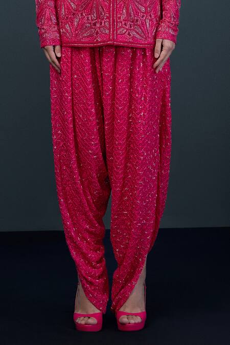 Buy Ritika Mirchandani Pink Net, Crepe, Georgette Rosalyn Mandarin Pattern Kurta And Dhoti Pant Set Online at Aza Fashions Buy_Ritika Mirchandani_Pink Net, Crepe, Georgette Rosalyn Mandarin Pattern Kurta And Dhoti Pant Set _Online_at_Aza_Fashions