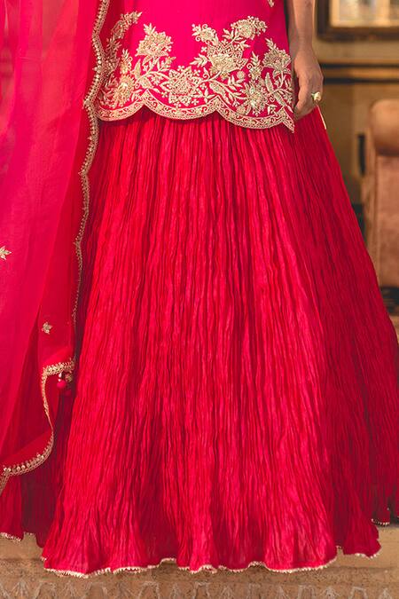 Surbhi Shah Pink Cotton, Kota Doria, Silk Pearls, Zari, Embroidery Split Kurta Skirt Set Online at Aza Fashions Surbhi Shah_Pink Cotton, Kota Doria, Silk Pearls, Zari, Embroidery Split Kurta Skirt Set _Online_at_Aza_Fashions